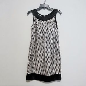 London Times Satin Black and Cream Geometric Cocktail Dress